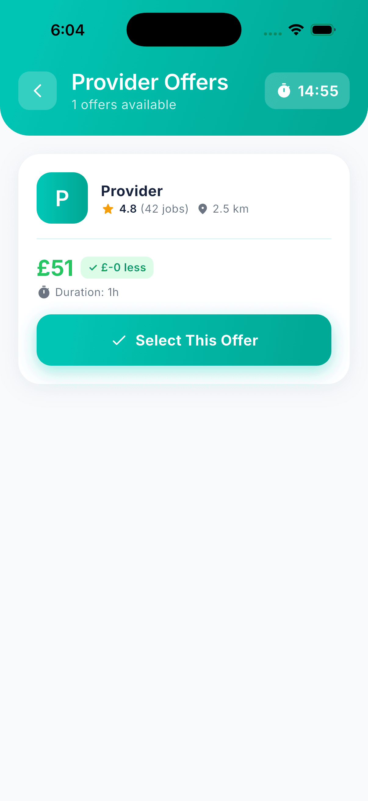 Vetted local pros sending offers in the NasGo app